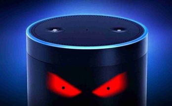 Riproduttore vocale di Alexa con due occhi malefici