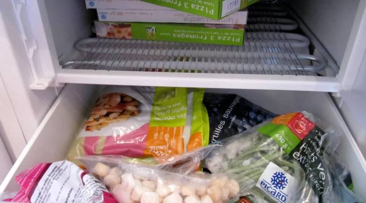 vaschetta del freezer piena di cibo