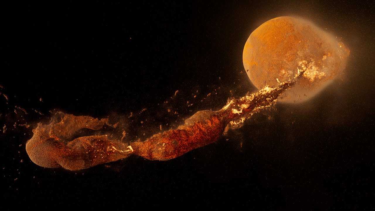 immagine della simulazione della formazione della luna