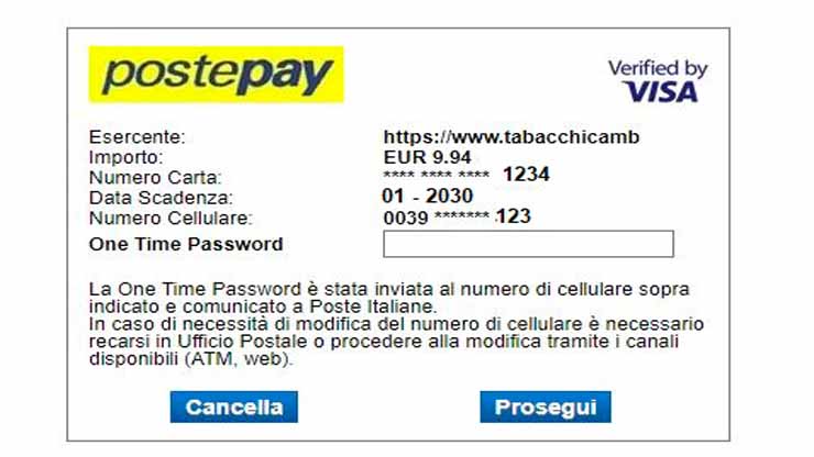 Postepay 2 tabacchi Cambria 